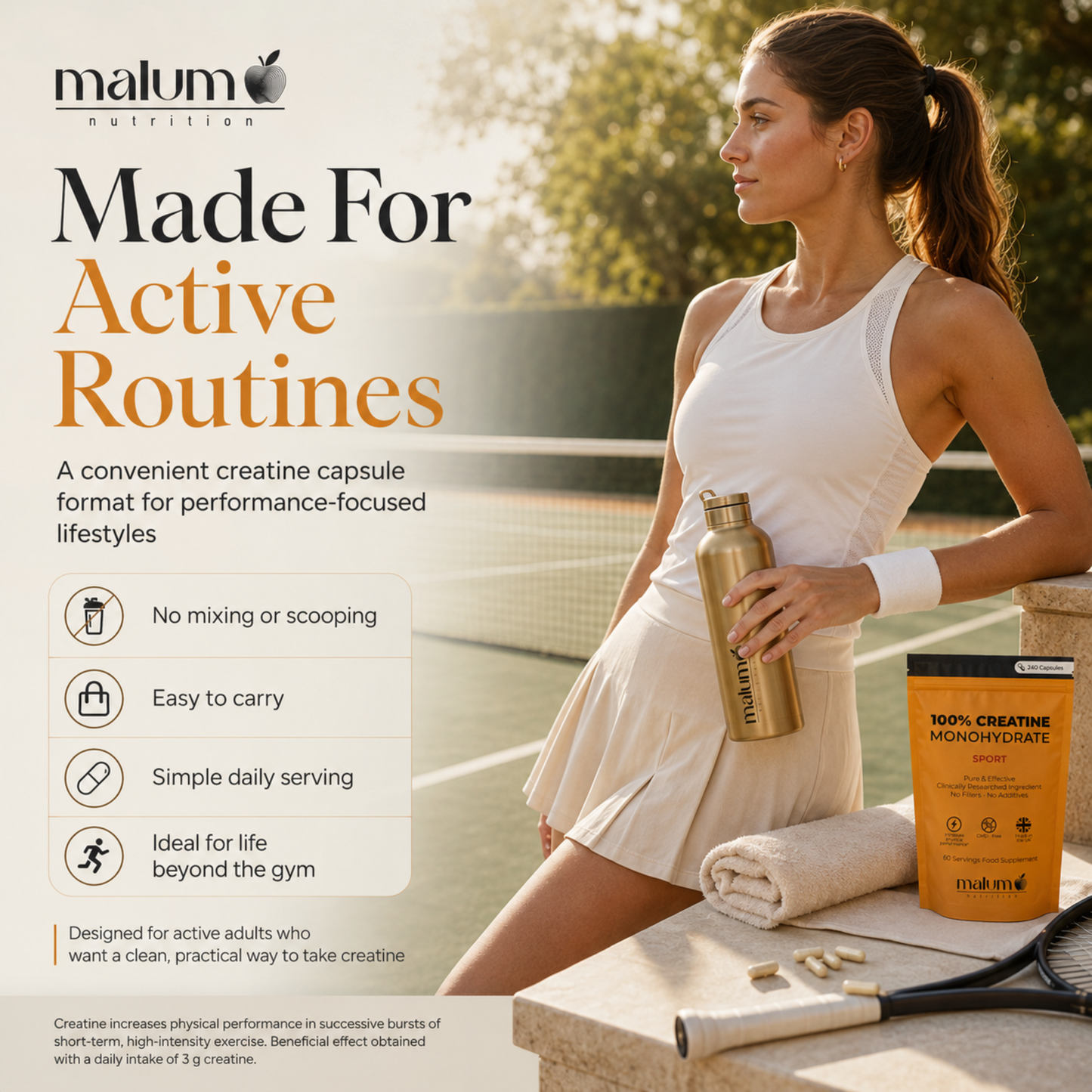 Malum Creatine Monohydrate Capsules 3000mg