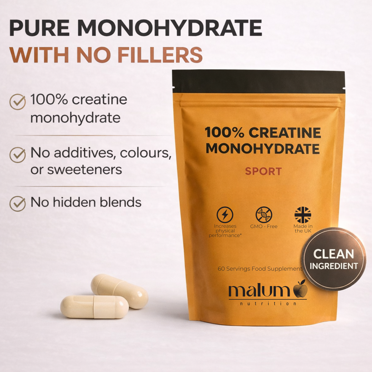 Malum Creatine Monohydrate Capsules 3000mg