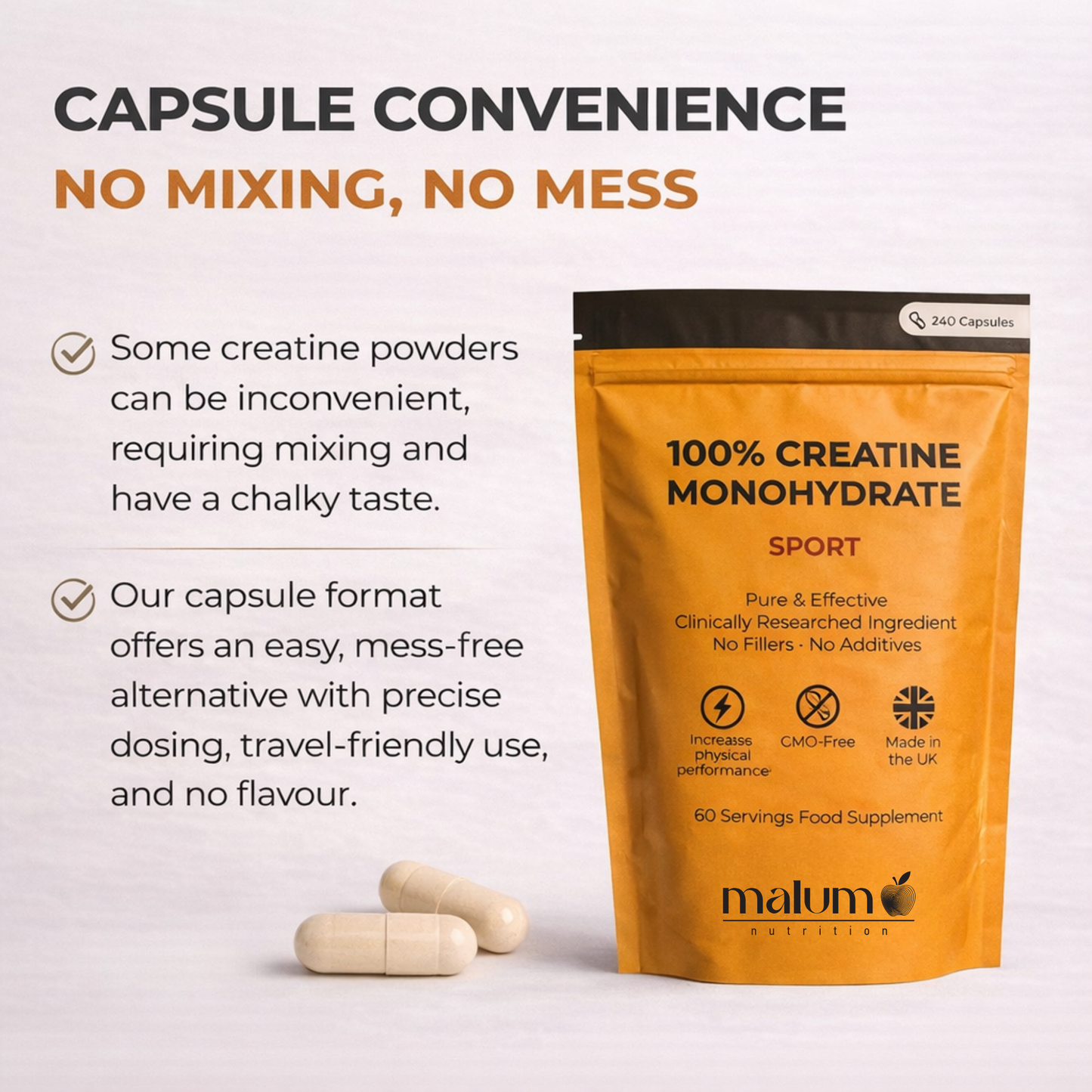 Malum Creatine Monohydrate Capsules 3000mg