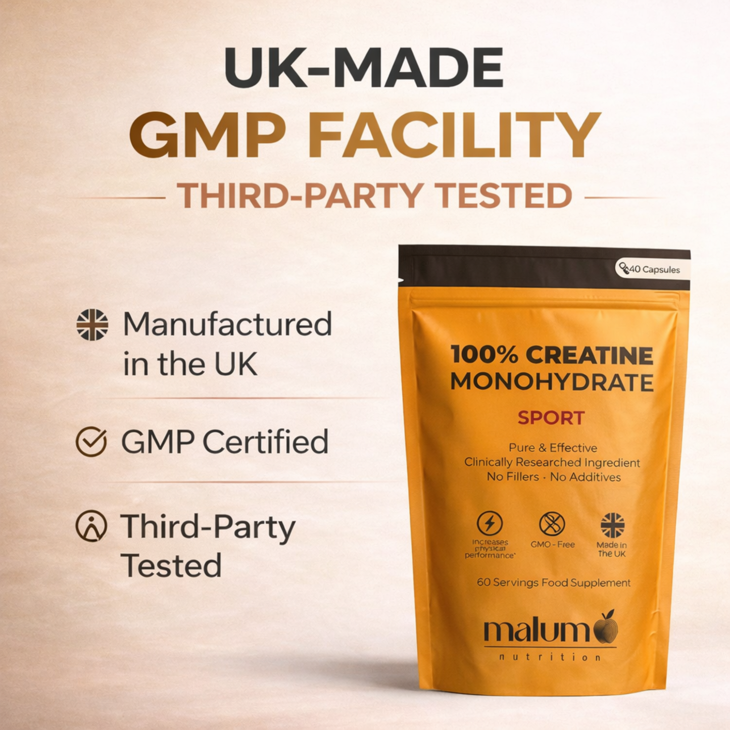 Malum Creatine Monohydrate Capsules 3000mg